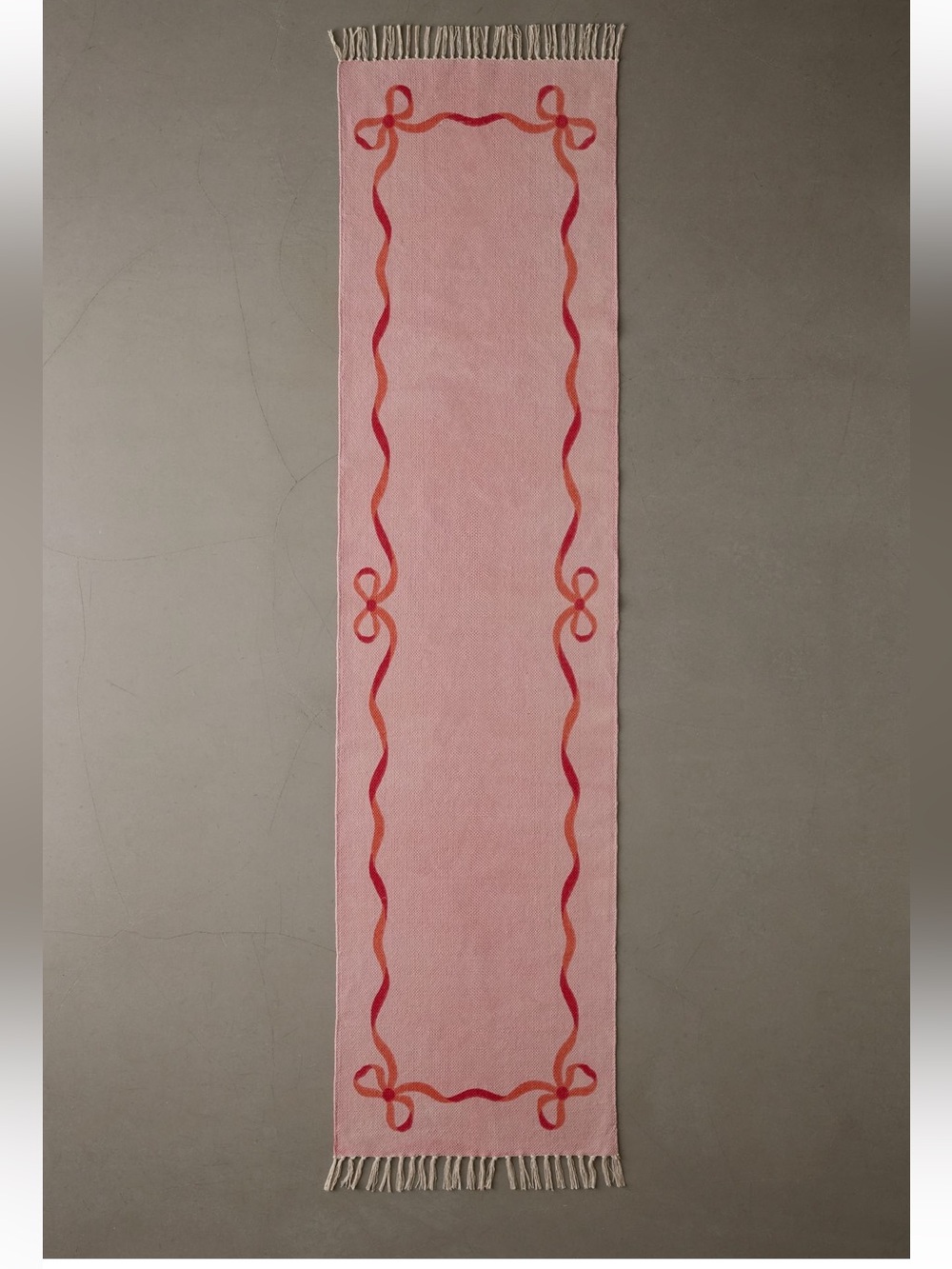 Urban Outfitters Lacey Bows Rug Pink Decorative Runner Ribbon Border 2x8